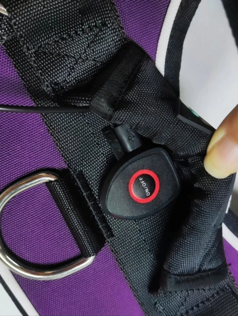 Purple LED Dog Harness with Reflective Straps